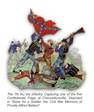The 7th NJ Vol Infantry Capturing one of the five Confederate Flags at Chancellorsville, Depicted in “Gone for a Soldier. the Civil War Memoirs of Private Alfred Bellard”